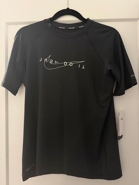 Nike Black Short-Sleeve Performance Tee with White Swoosh Script